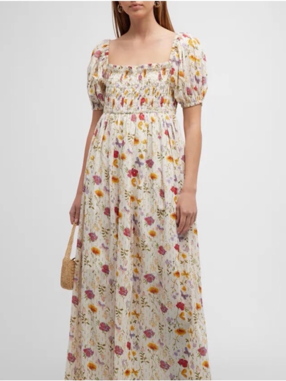 Eddy Aurora Puff Sleeve Maxi Dress Cream